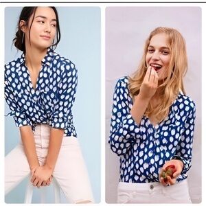 Anthropologie Maeve Patterned Strawberry Blouse